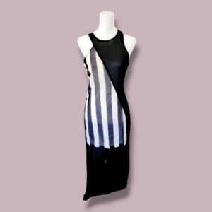 NWT Mustard Seed | B&W Color Block Striped Cut Out Hi-Low Dress